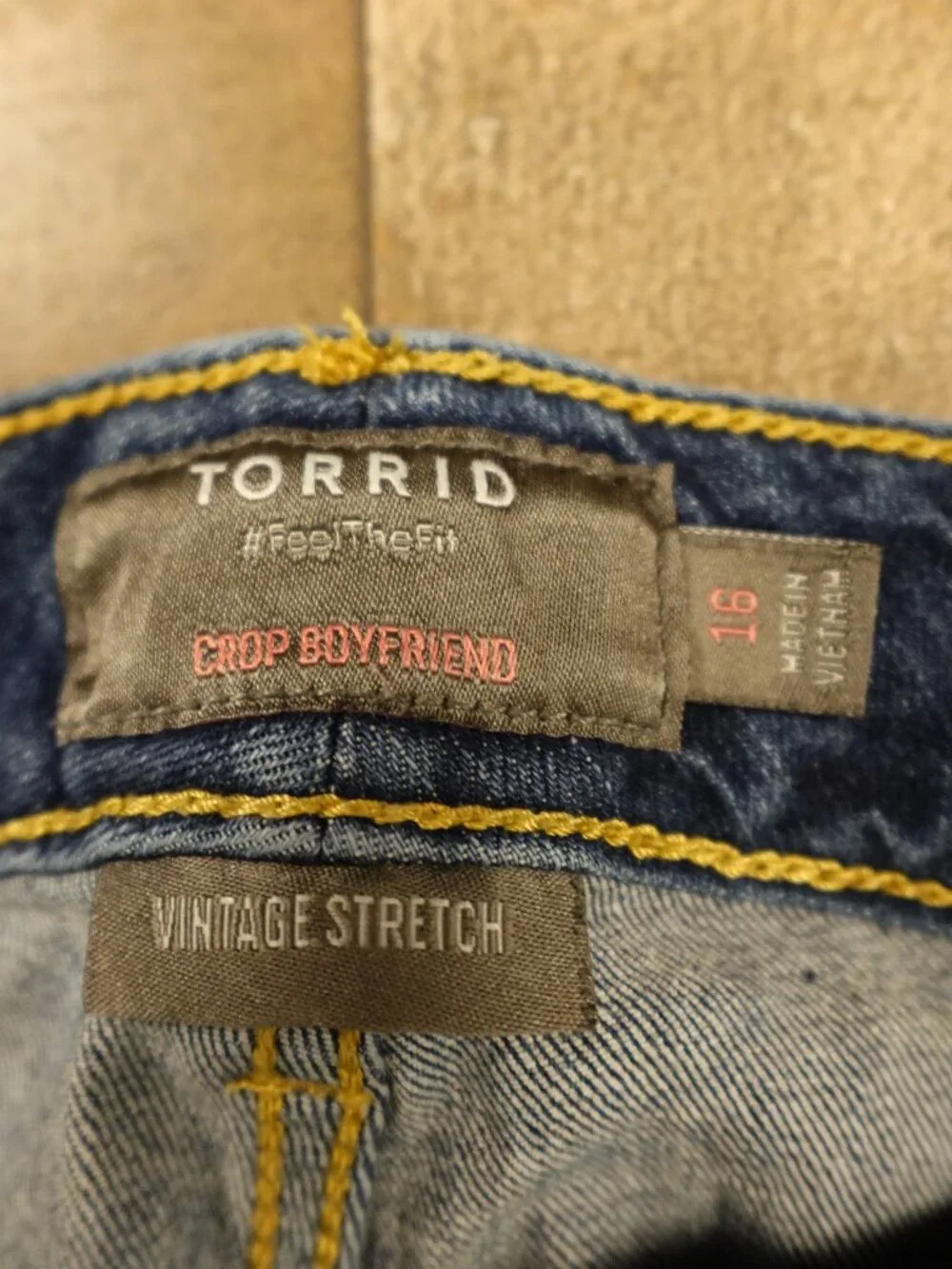 Torrid Crop Boyfriend Jeans Women’s 16 Blue Distressed Raw Hem Denim - Picture 3 of 12